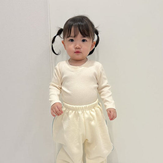 Basic Long Sleeve Tee Korean toddler t-shirt in ivory made in Korea