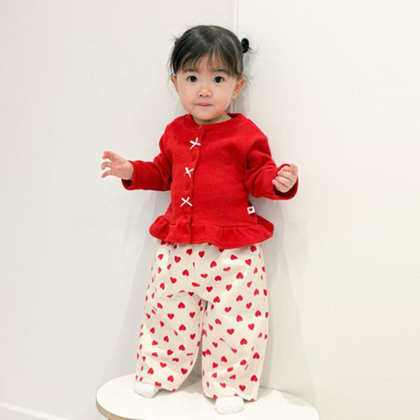Straight Twill Pants Korean toddler pants in heart made in Korea