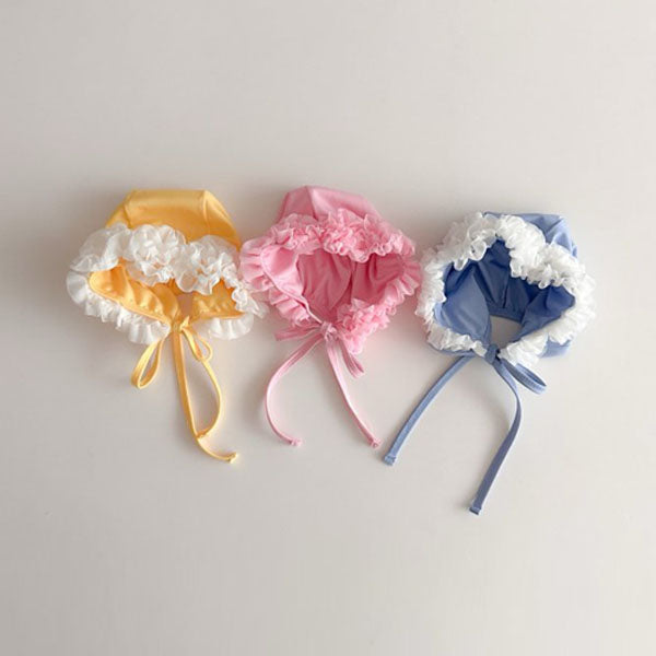 Corsage Swim Hat Korean kids accessory in yellow made in Korea