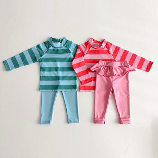 Long Sleeve Rash Guard Set Korean toddler rashguard in sky blue(basic leggings set) made in Korea