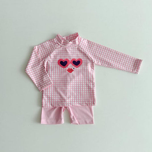 Sparkly Eye Rash Guard Set Korean toddler rashguard in yellow(pants color) made in Korea