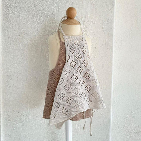 Knit Apron Korean toddler sweater in gray-ivory made in Korea