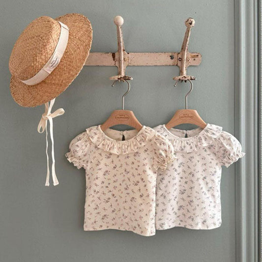 Ann Ruffle Tee Korean toddler t-shirt in ivory made in Korea