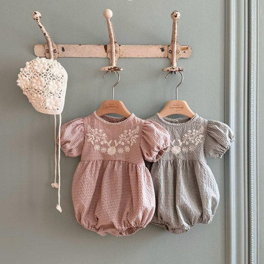 Hannah Embroidery Bodysuit Korean infant bodysuit in pink made in Korea