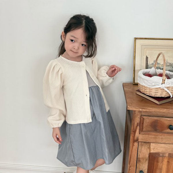 Brushed Cardigan Korean toddler sweater in ivory made in Korea