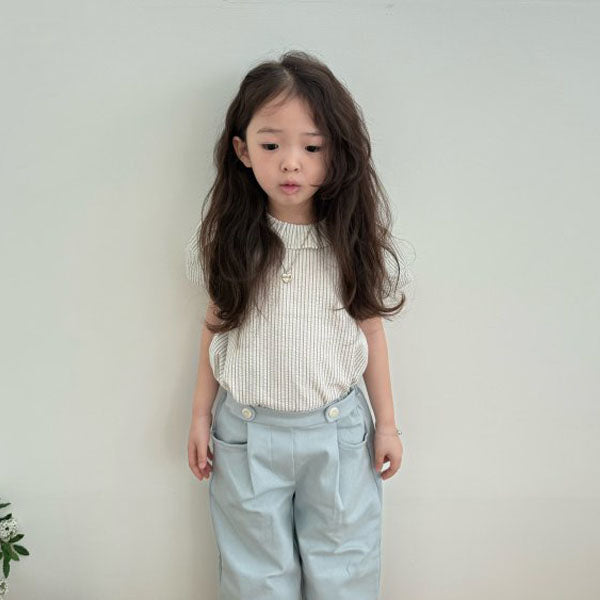 Loel Stripe Blouse Korean toddler blouse in ivory made in Korea