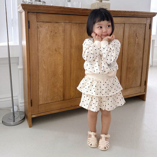 Coco Polka Dot Skort Korean juniors skort in cream made in Korea