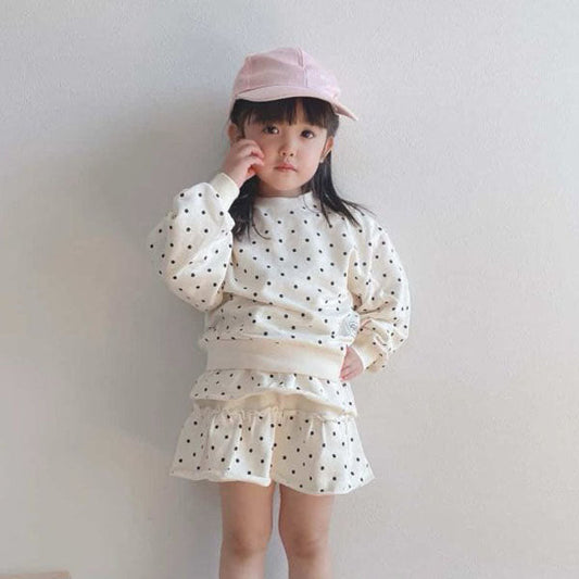 Coco Polka Dot Sweatshirt Korean juniors pants in cream made in Korea