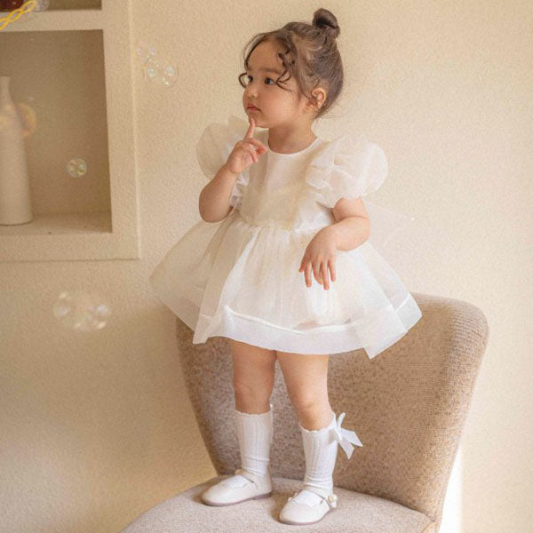 Ines Organza Bodysuit Korean infant bodysuit in cream made in Korea