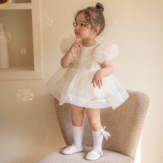 Ines Organza Bodysuit Korean infant bodysuit in cream made in Korea