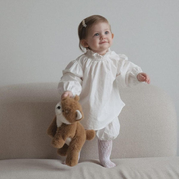 Bebe Smocked Bloomer Set Korean infant set in ivory made in Korea