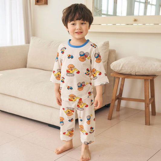 2026 SS Jacquard Cropped Loungewear Korean toddler loungewear in dessert blue made in Korea