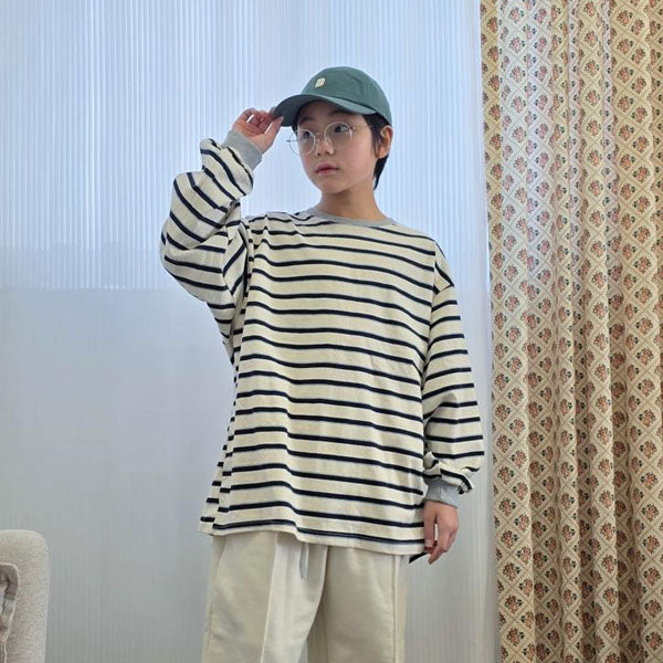 Humming Stripe Tee Korean toddler t-shirt in ivory made in Korea