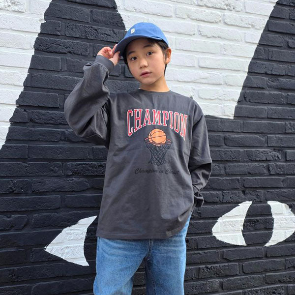 Champ Tee Korean toddler t-shirt in dark gray made in Korea