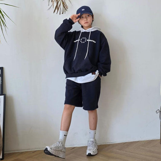 Benefit Hoodie Set Korean toddler set in navy made in Korea