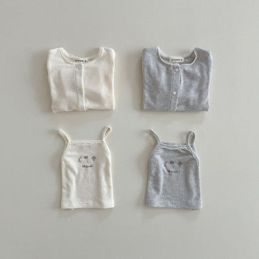 Flower Cardigan Set Korean toddler sweater in cream made in Korea