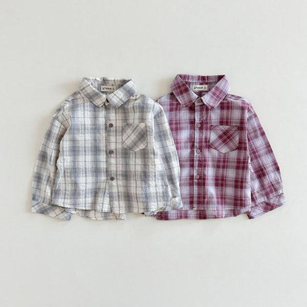 Check Shirt Korean toddler shirt in red made in Korea