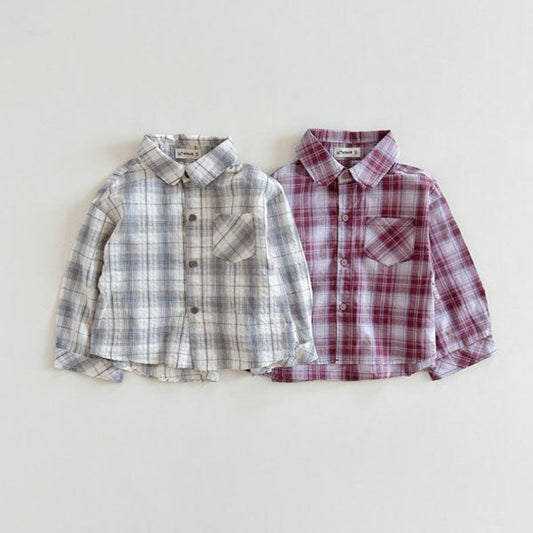 Check Shirt Korean toddler shirt in red made in Korea