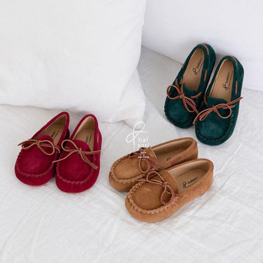 A149 Bonnie Ribbon Loafers Korean infant shoes in brown made in Korea
