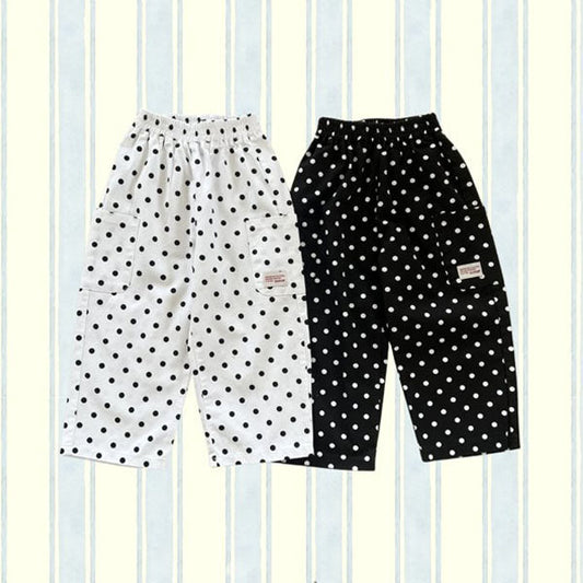 Round Dot Pants Korean toddler pants in ivory made in Korea