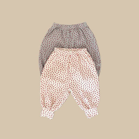 Berry Print Pants Korean infant pants in cream made in Korea