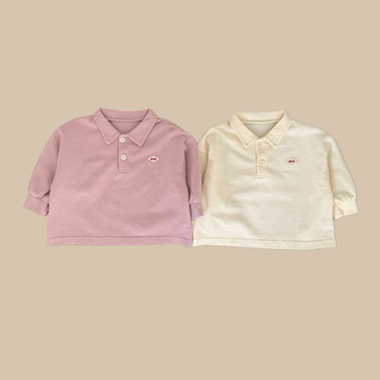 Tennis Collar Tee Korean infant t-shirt in cream made in Korea