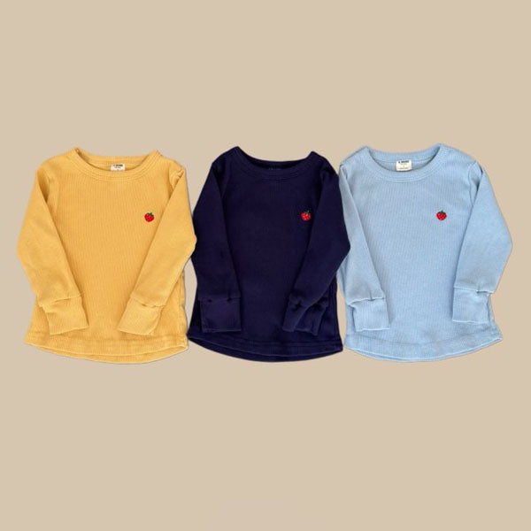 Strawberry Ribbed Tee Korean infant t-shirt in yellow made in Korea