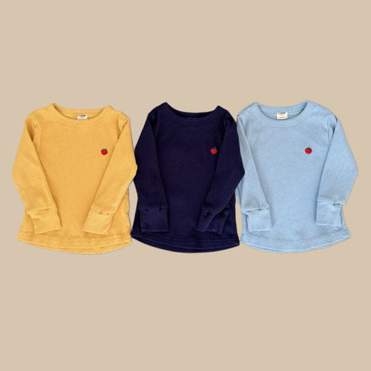 Strawberry Ribbed Tee Korean infant t-shirt in yellow made in Korea