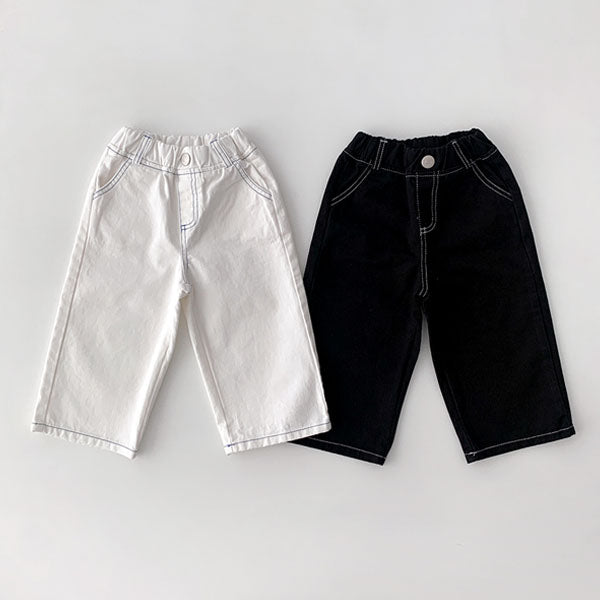Fit Wide Stitch Pants Korean toddler pants in black made in Korea