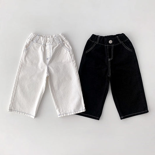Fit Wide Stitch Pants Korean toddler pants in black made in Korea