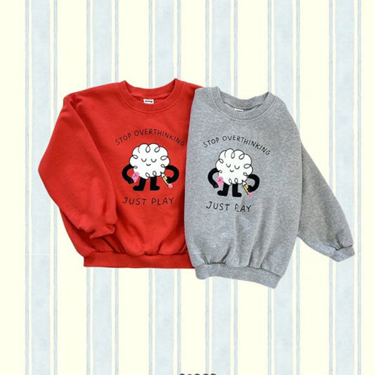Let's Play Sweatshirt Korean toddler sweater in red made in Korea