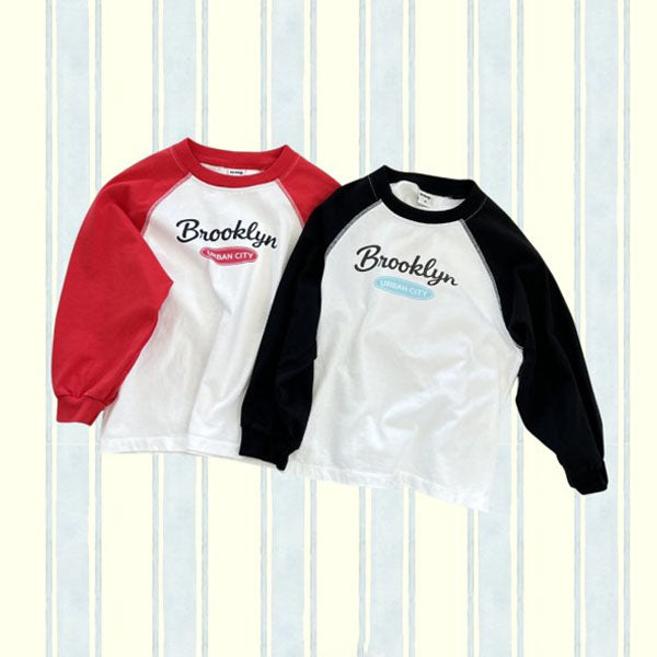 Brooklyn Raglan T-Shirt Korean toddler t-shirt in red made in Korea