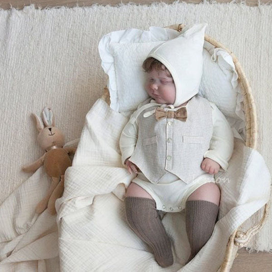 Luan Tuxedo Bodysuit Korean infant bodysuit in navy made in Korea