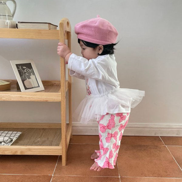 Eyelet Bootcut Pants Korean toddler pants in ribbon made in Korea