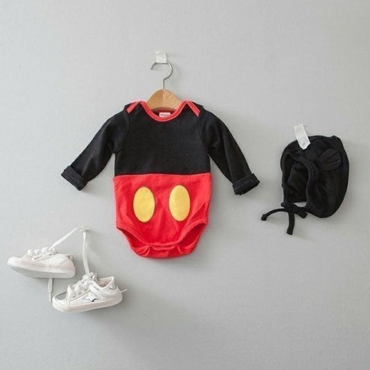 Mickey Long Sleeve Bodysuit Korean infant bodysuit in one color made in Korea