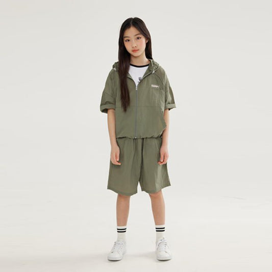 Nylon Hooded Zip-Up Set