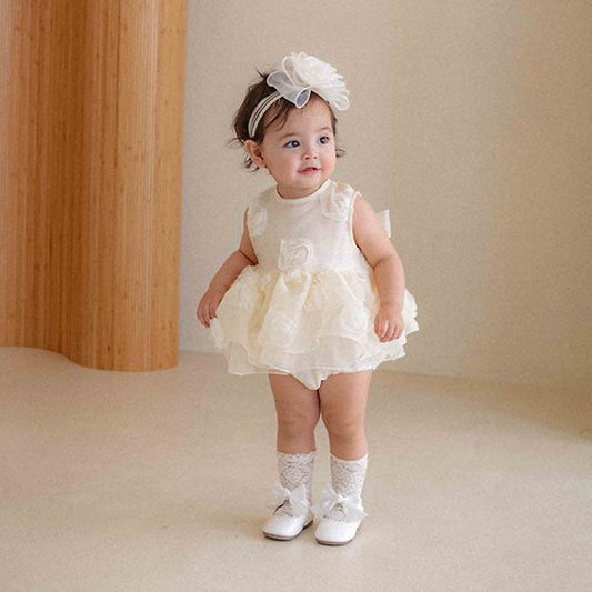 Rosemar Bodysuit Korean infant bodysuit in cream made in Korea
