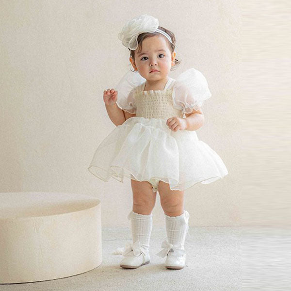 Noir Organza Bodysuit Korean infant bodysuit in ivory made in Korea