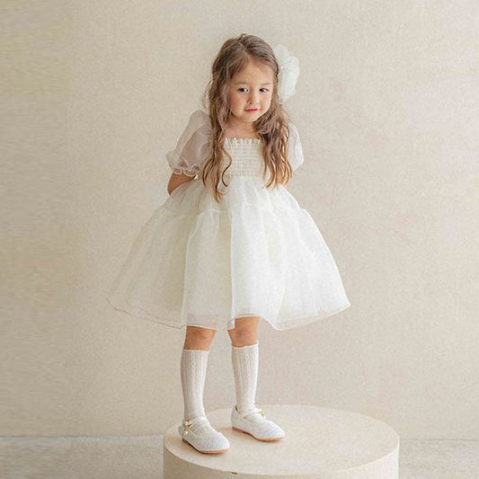 Kids Noir Organza Dress Korean toddler dress in ivory made in Korea