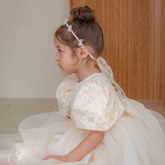 Eta Pearl Headband Korean kids accessory in cream made in Korea