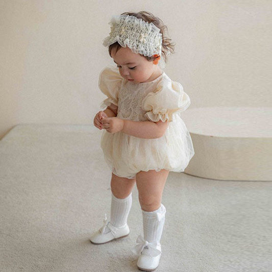 Evelyn Tulle Bodysuit Korean infant bodysuit in cream made in Korea