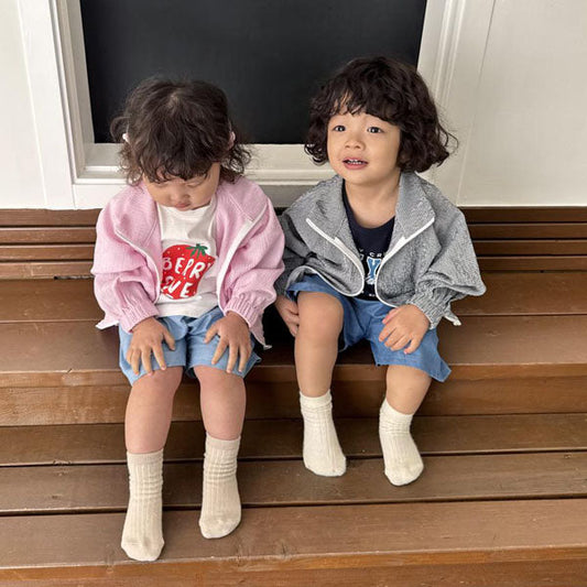 Unisex Summer Windbreaker Korean toddler jacket in white made in Korea