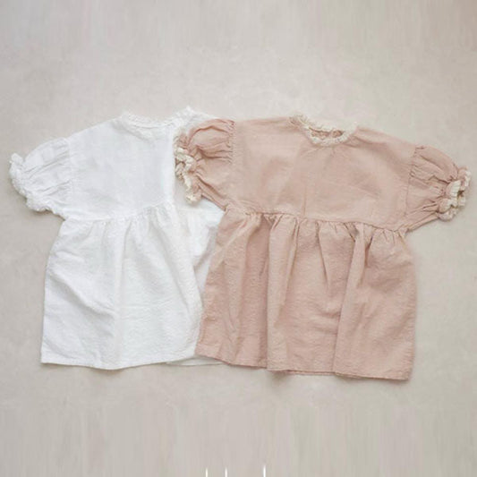 Ruffle Dress Korean infant dress in ivory made in Korea