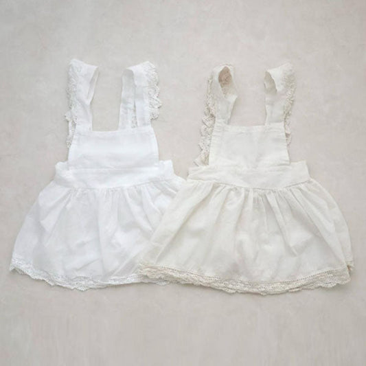 Allen Overall Dress Korean infant dress in ivory made in Korea