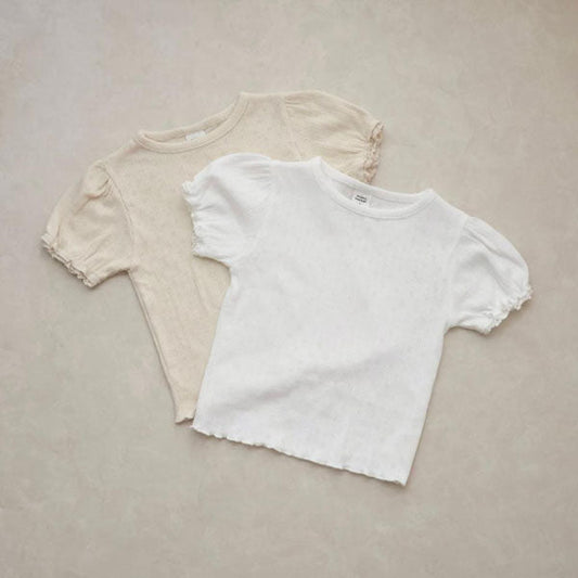 Ive Torchon Lace Tee Korean infant t-shirt in cream made in Korea