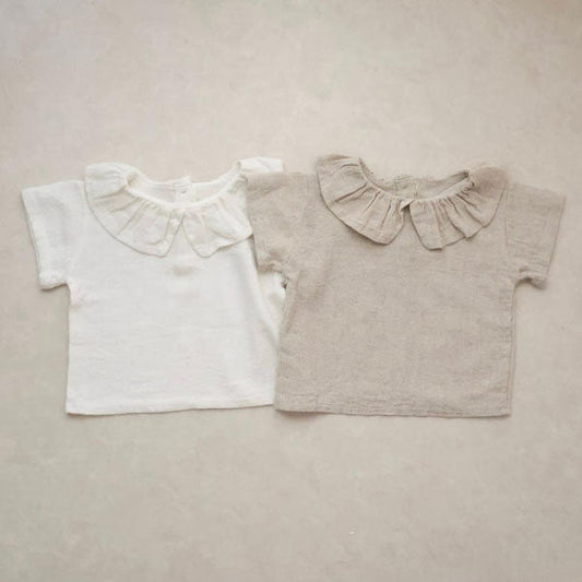 Buzz Collar Blouse Korean infant blouse in beige made in Korea