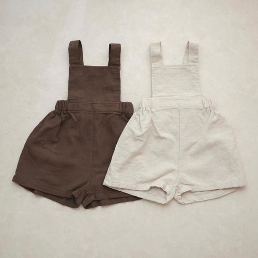 Linen Overalls Korean infant overall in beige made in Korea
