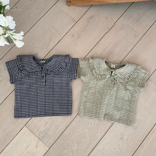 Check Frill Blouse