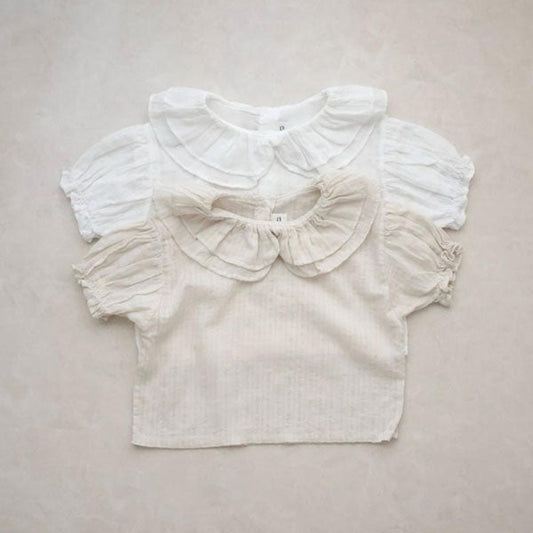 Duel Collar Blouse Korean infant blouse in ivory made in Korea