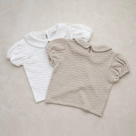 Knit Puff Tee Korean infant t-shirt in beige made in Korea